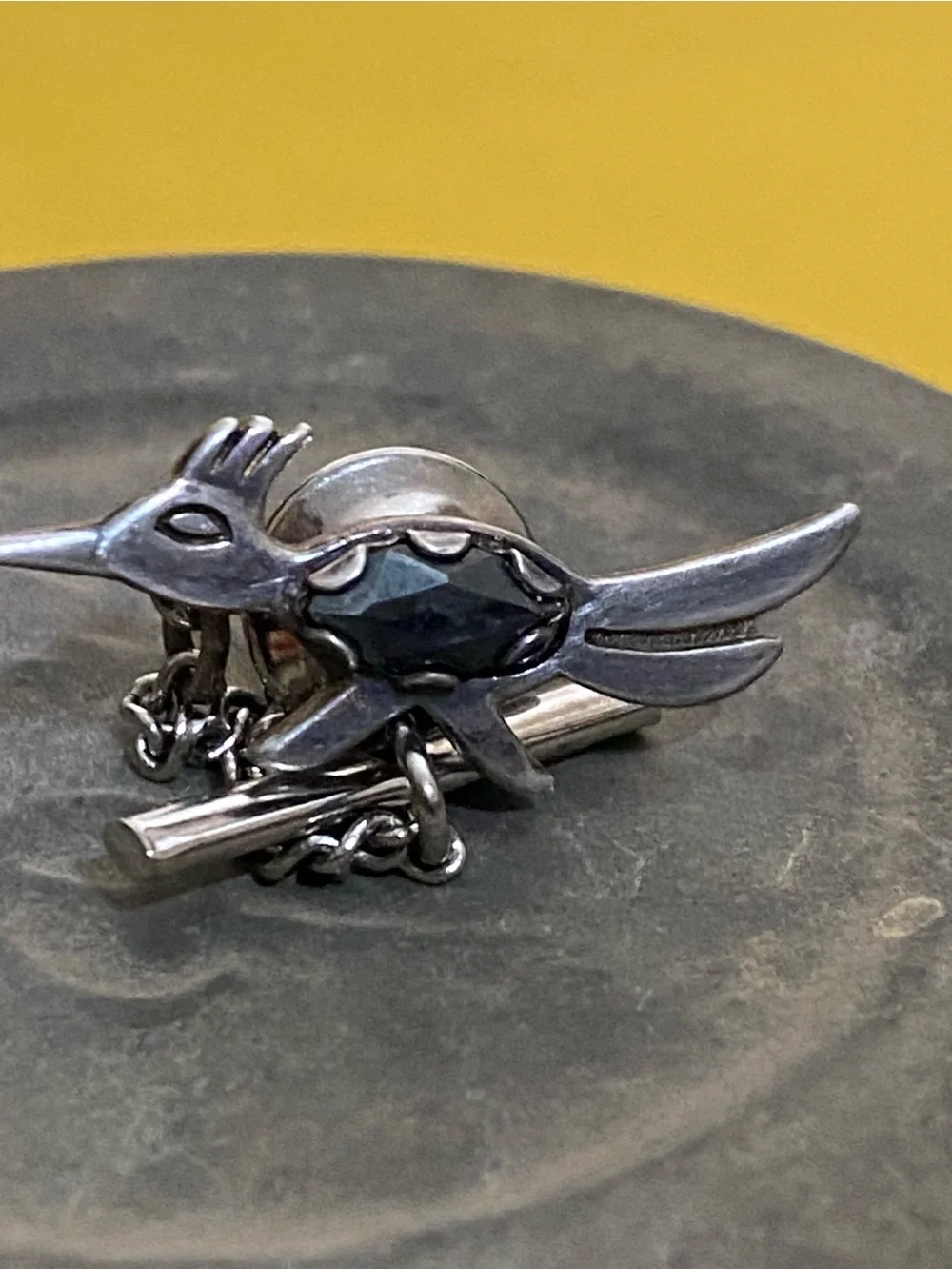 Native American Bell Trading 925 Sterling Hemitite Roadrunner Bird Tie Tack